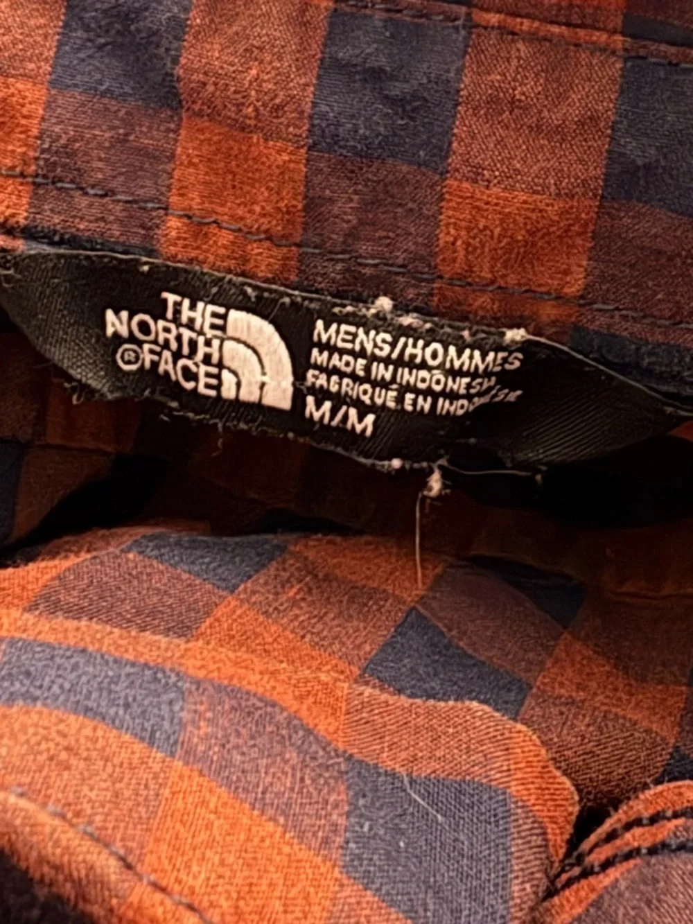 THE NORTH FACE Men’s Checkered Burnt Orange Blue Button Up Top Size Medium